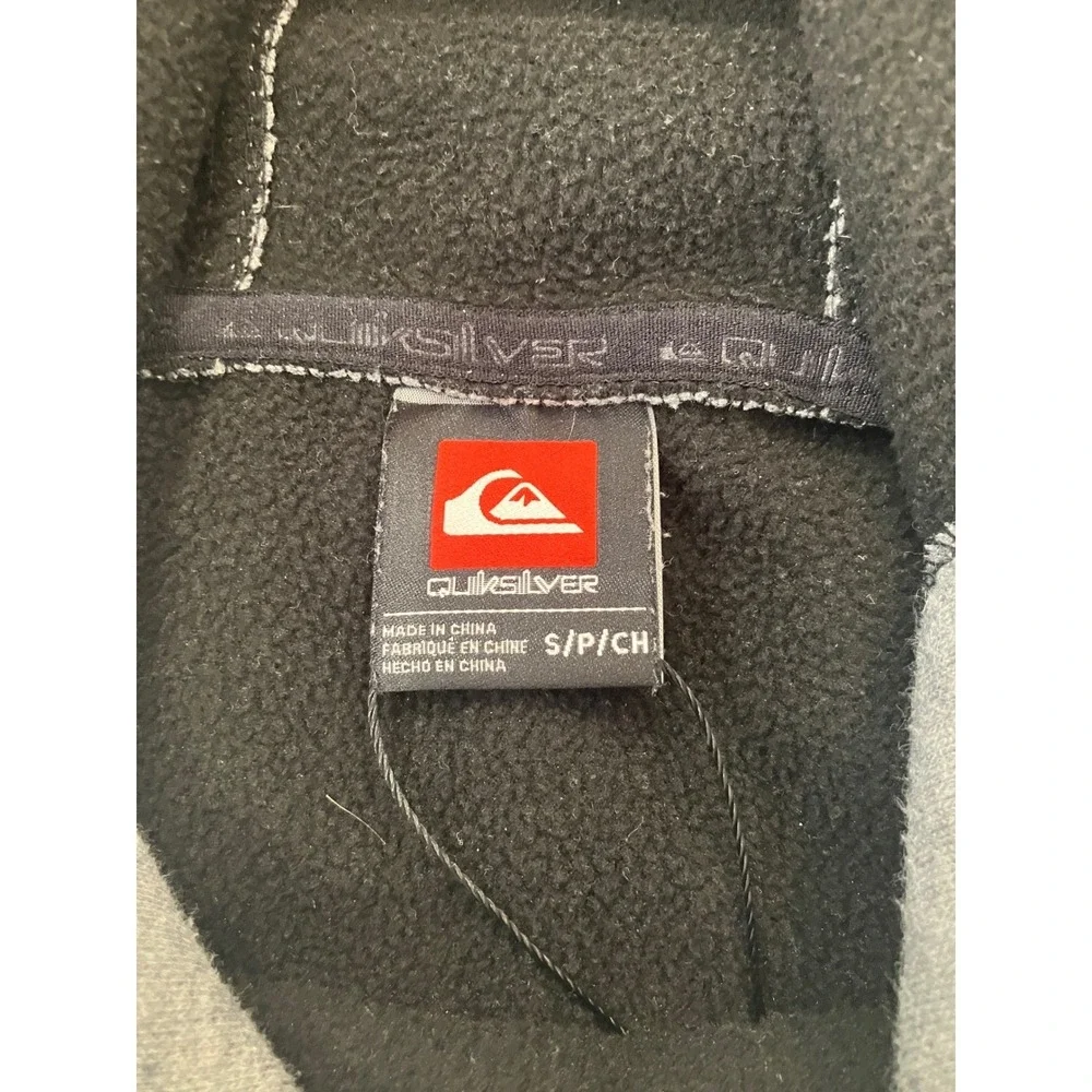 Quiksilver Gray Fleece Lined Hoodie‎ Pullover Pocket Logo Men's S